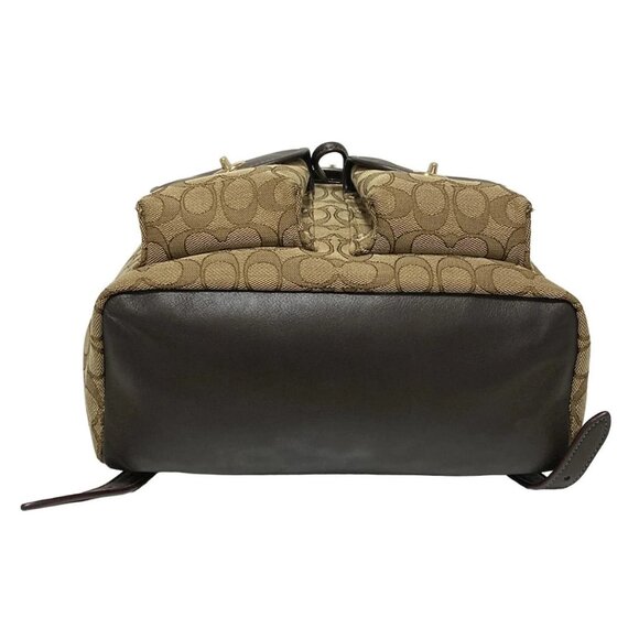 Auth COACH Signature 37742 Khaki Dark Brown Jacquard Leather - Backpack - Picture 8 of 9
